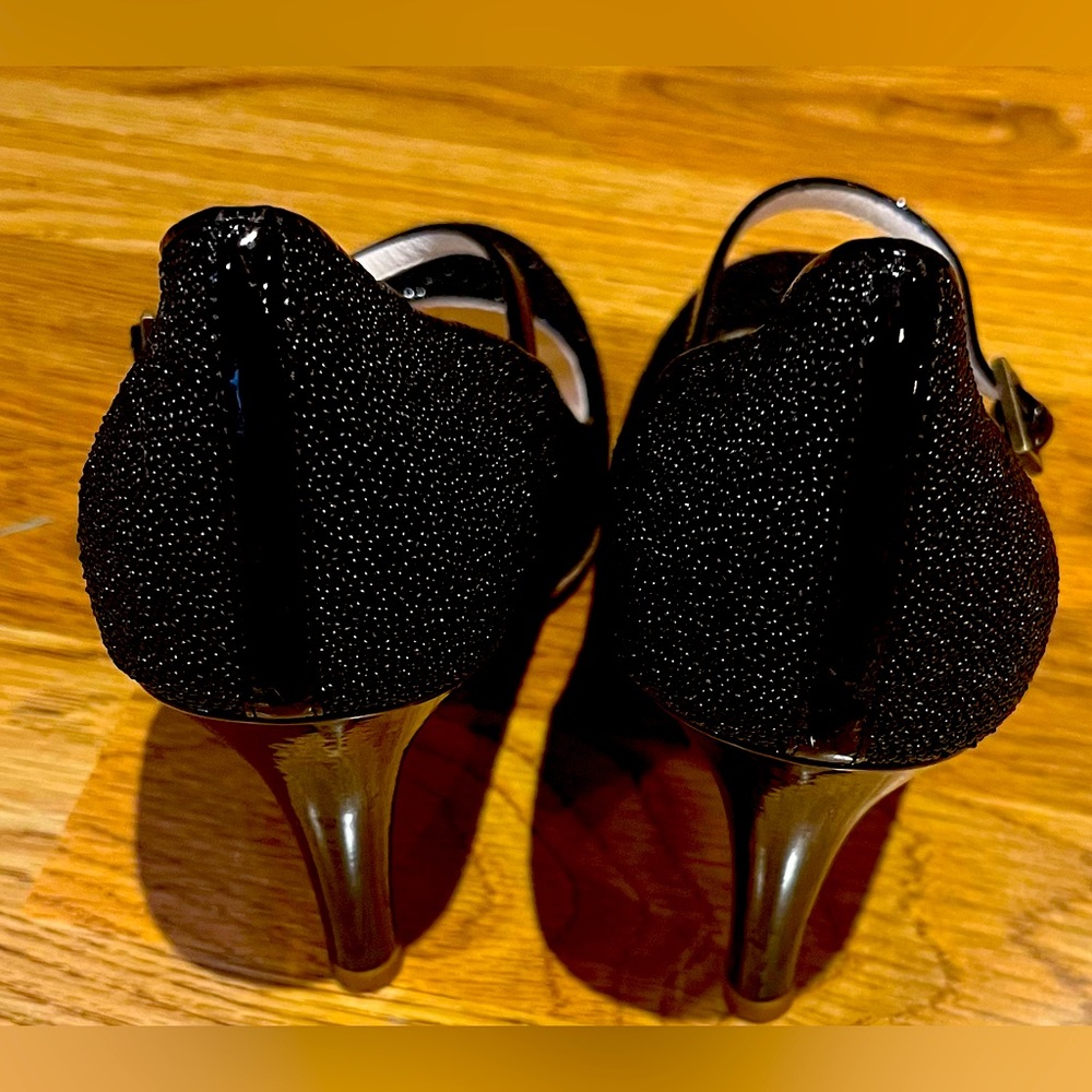 MARC JACOBS Sparkling Black Leather Stiletto Heels Size 8.5M - Picture 12 of 13